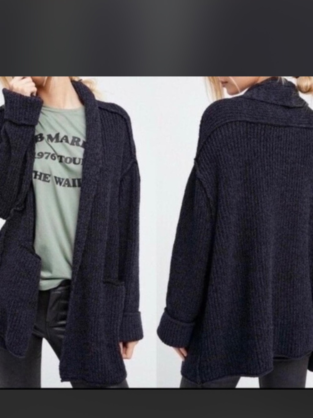 Free People Low Tide Cardi Cardigan Cozy Open-Front Chunky Knit Cardigan XS